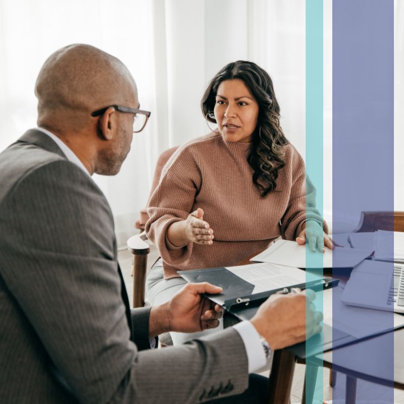woman talking to insurance consultant